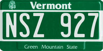 VT license plate NSZ927