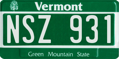 VT license plate NSZ931