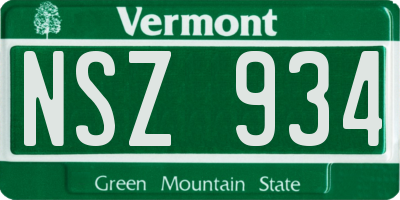 VT license plate NSZ934