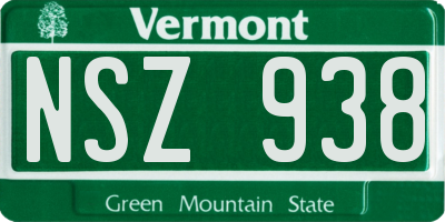 VT license plate NSZ938