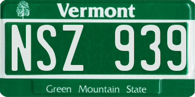 VT license plate NSZ939