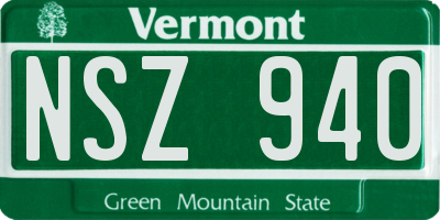 VT license plate NSZ940