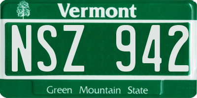 VT license plate NSZ942