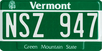 VT license plate NSZ947