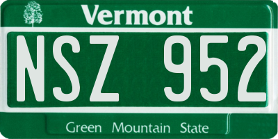VT license plate NSZ952