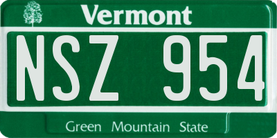 VT license plate NSZ954
