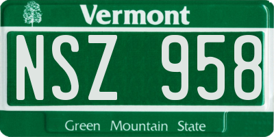 VT license plate NSZ958