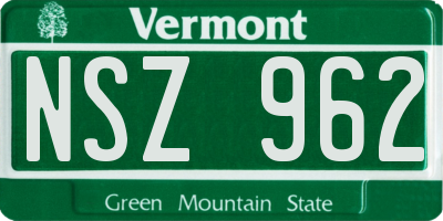 VT license plate NSZ962
