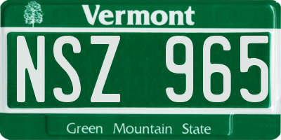 VT license plate NSZ965