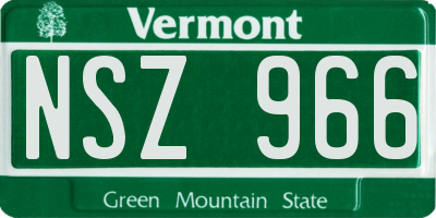 VT license plate NSZ966