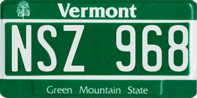 VT license plate NSZ968