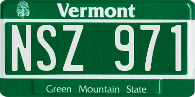 VT license plate NSZ971