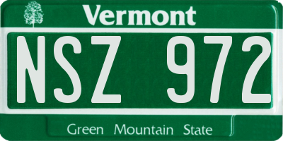 VT license plate NSZ972
