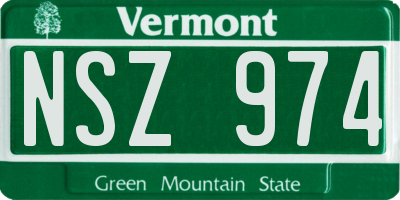 VT license plate NSZ974