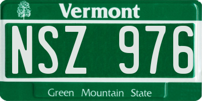 VT license plate NSZ976