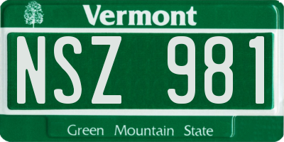 VT license plate NSZ981