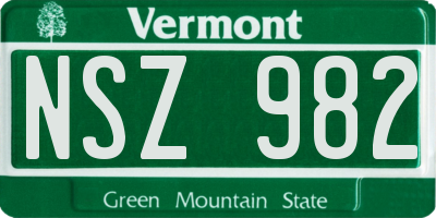 VT license plate NSZ982