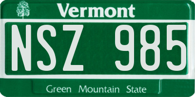 VT license plate NSZ985