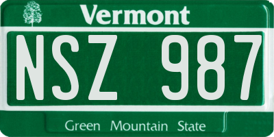 VT license plate NSZ987