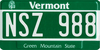 VT license plate NSZ988