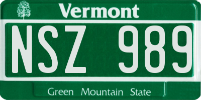 VT license plate NSZ989