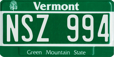 VT license plate NSZ994