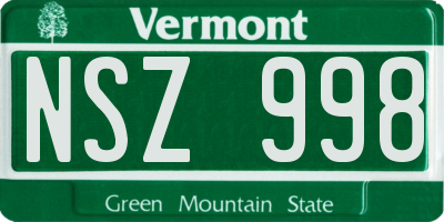 VT license plate NSZ998