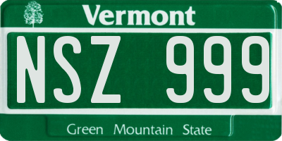 VT license plate NSZ999