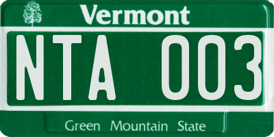 VT license plate NTA003