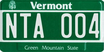 VT license plate NTA004