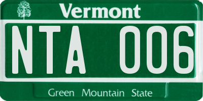 VT license plate NTA006