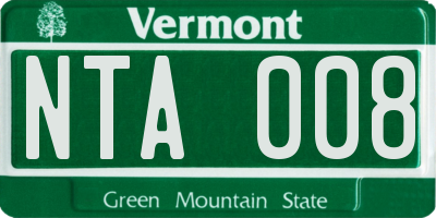 VT license plate NTA008