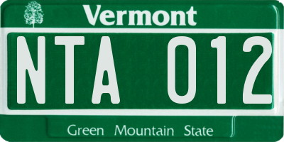VT license plate NTA012