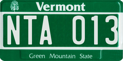 VT license plate NTA013