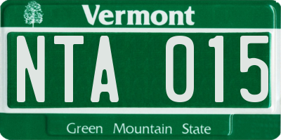 VT license plate NTA015
