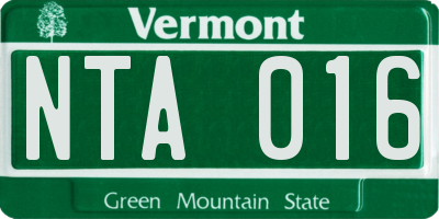 VT license plate NTA016