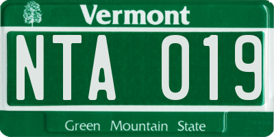 VT license plate NTA019