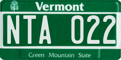 VT license plate NTA022