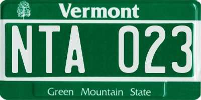 VT license plate NTA023