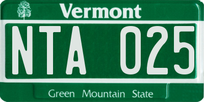 VT license plate NTA025