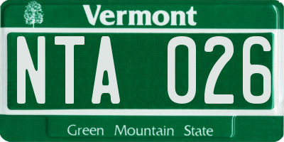 VT license plate NTA026