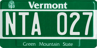 VT license plate NTA027
