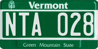 VT license plate NTA028