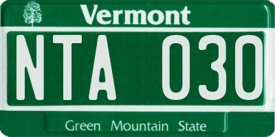 VT license plate NTA030