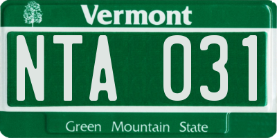 VT license plate NTA031