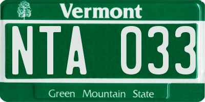 VT license plate NTA033