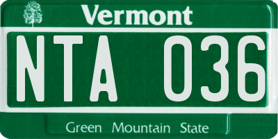 VT license plate NTA036