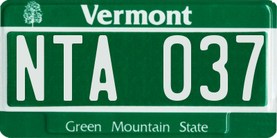 VT license plate NTA037