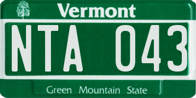 VT license plate NTA043