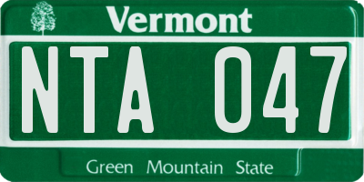 VT license plate NTA047